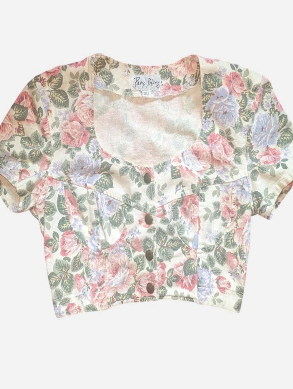 Paris Blues Floral Crop Top